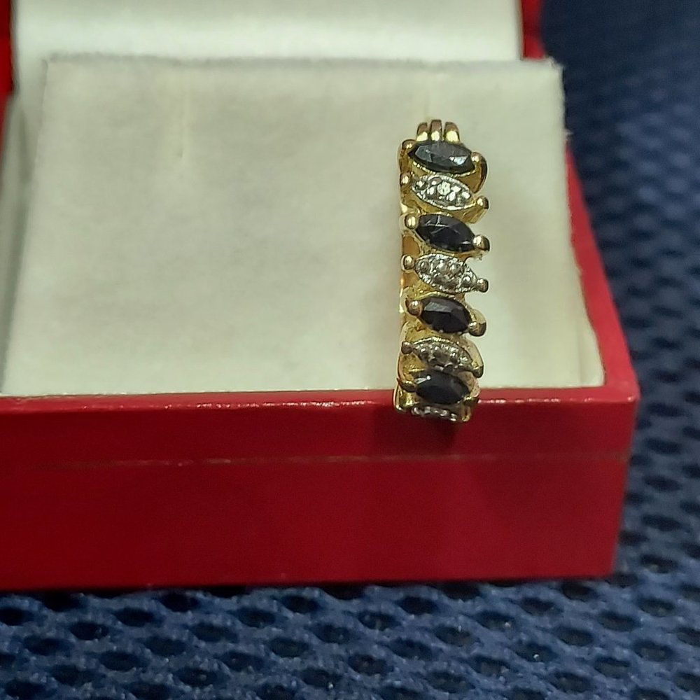 Single .925 Sterling Gold Wash Hoop Earring Topaz CZ Stones Clean!